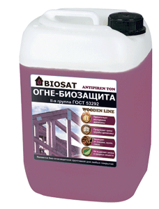 Biosat antipiren ton огнебиозащитная пропитка дерева красный цвет